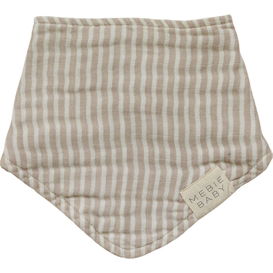 Taupe Stripe Muslin Bib - The Peony Haus