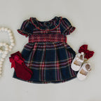 Christmas Plaid Smocked Dress - 95% Cotton
