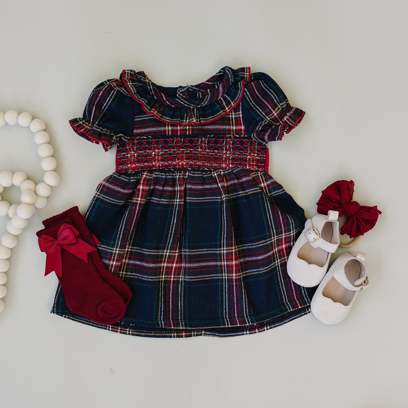 Christmas Plaid Smocked Dress - 95% Cotton