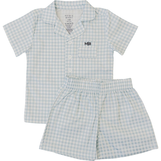 Light Blue Gingham Short Pajama Set - The Peony Haus