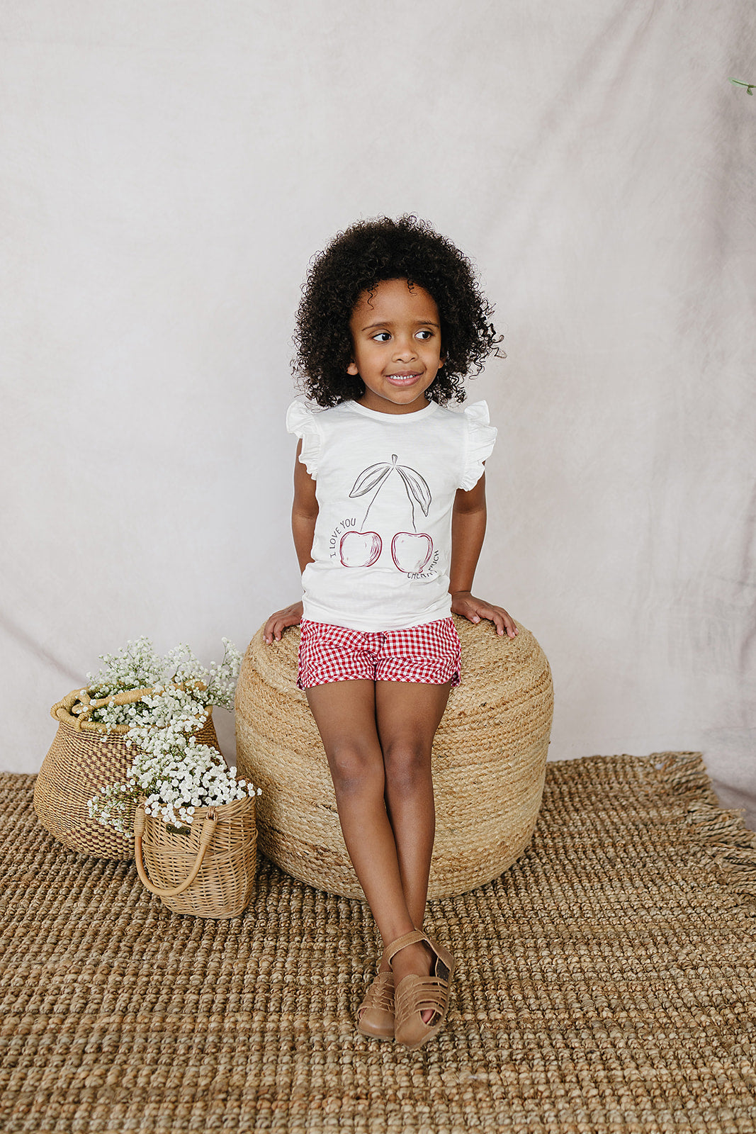 Cherry Ruffle Tee - 95% Cotton
