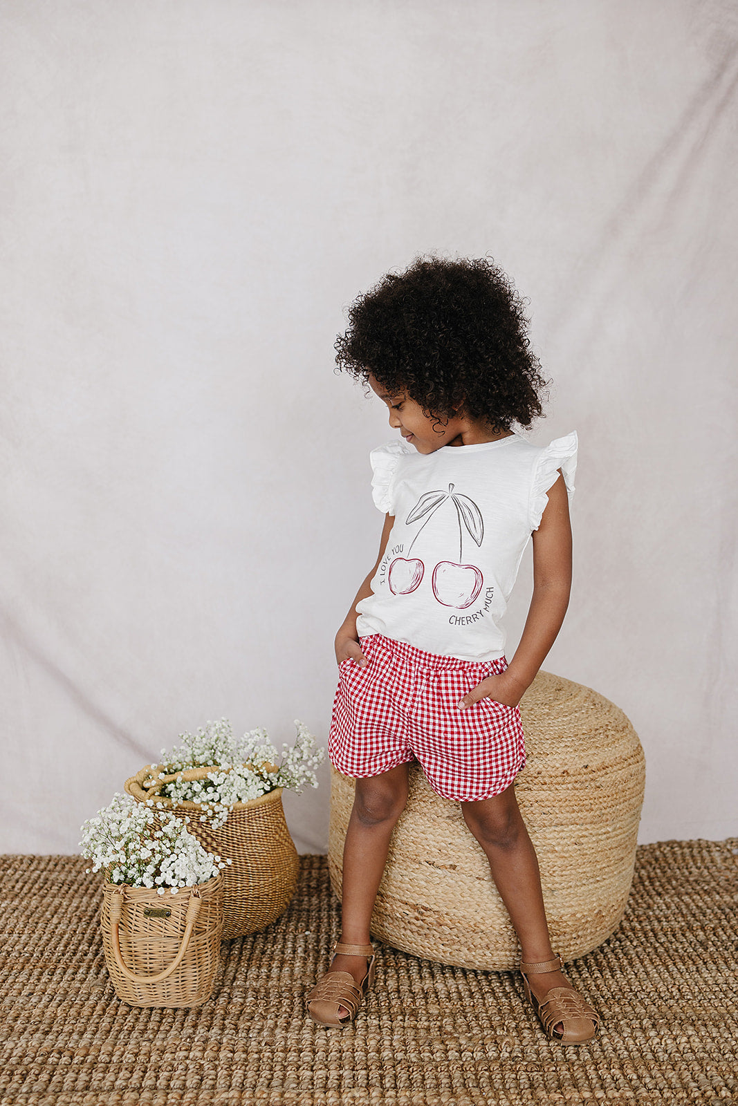 Cherry Ruffle Tee - 95% Cotton