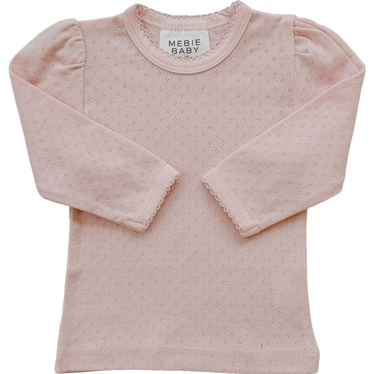 Pink Pointelle Long Sleeve Tee - The Peony Haus
