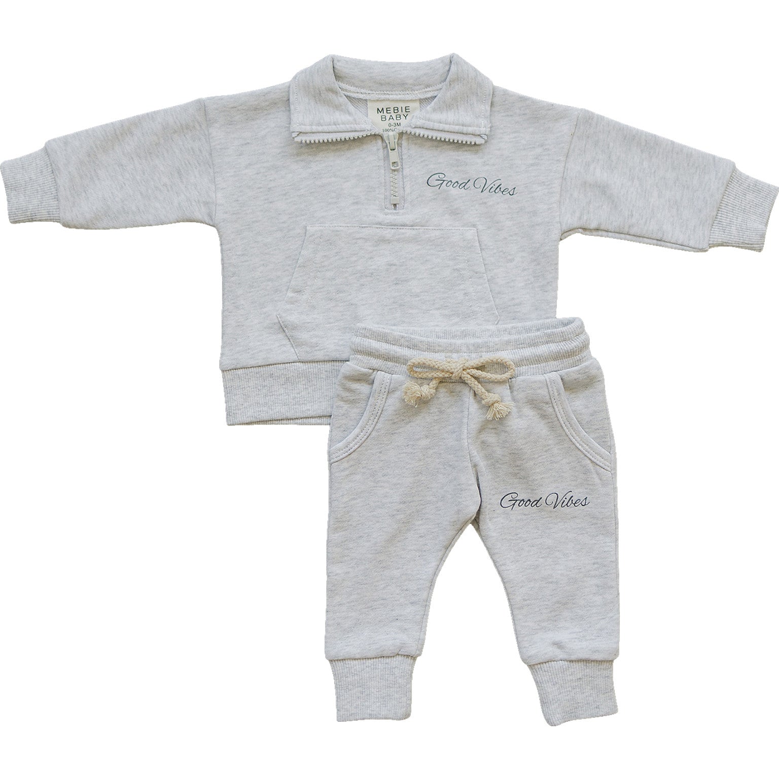 Good Vibes Quarter Zip French Terry Set - 95% Cotton