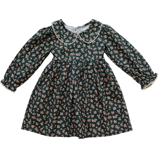 Olive Bloom Dress - 95% Cotton