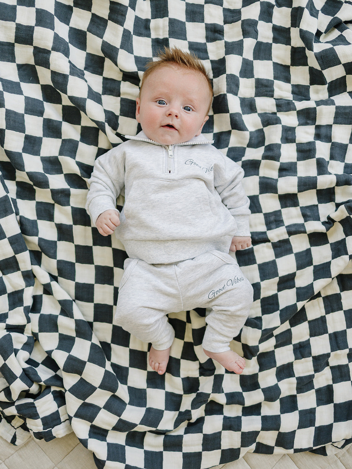 Good Vibes Quarter Zip French Terry Set - 95% Cotton