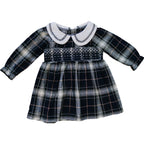 Navy Plaid Smocked Dress - 95% Cotton