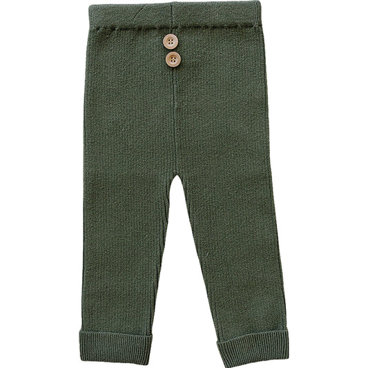 Olive Knit Leggings - 95% Organic Cotton