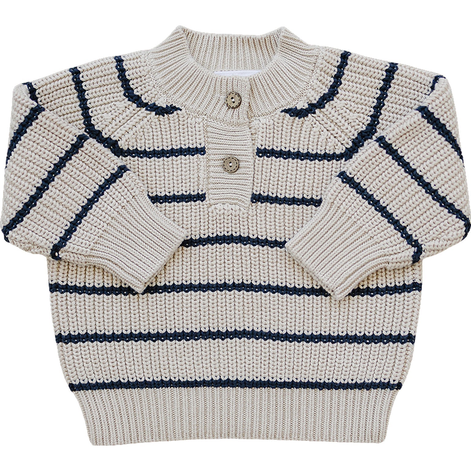 Stripe Button Knit Sweater