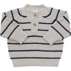 Stripe Button Knit Sweater