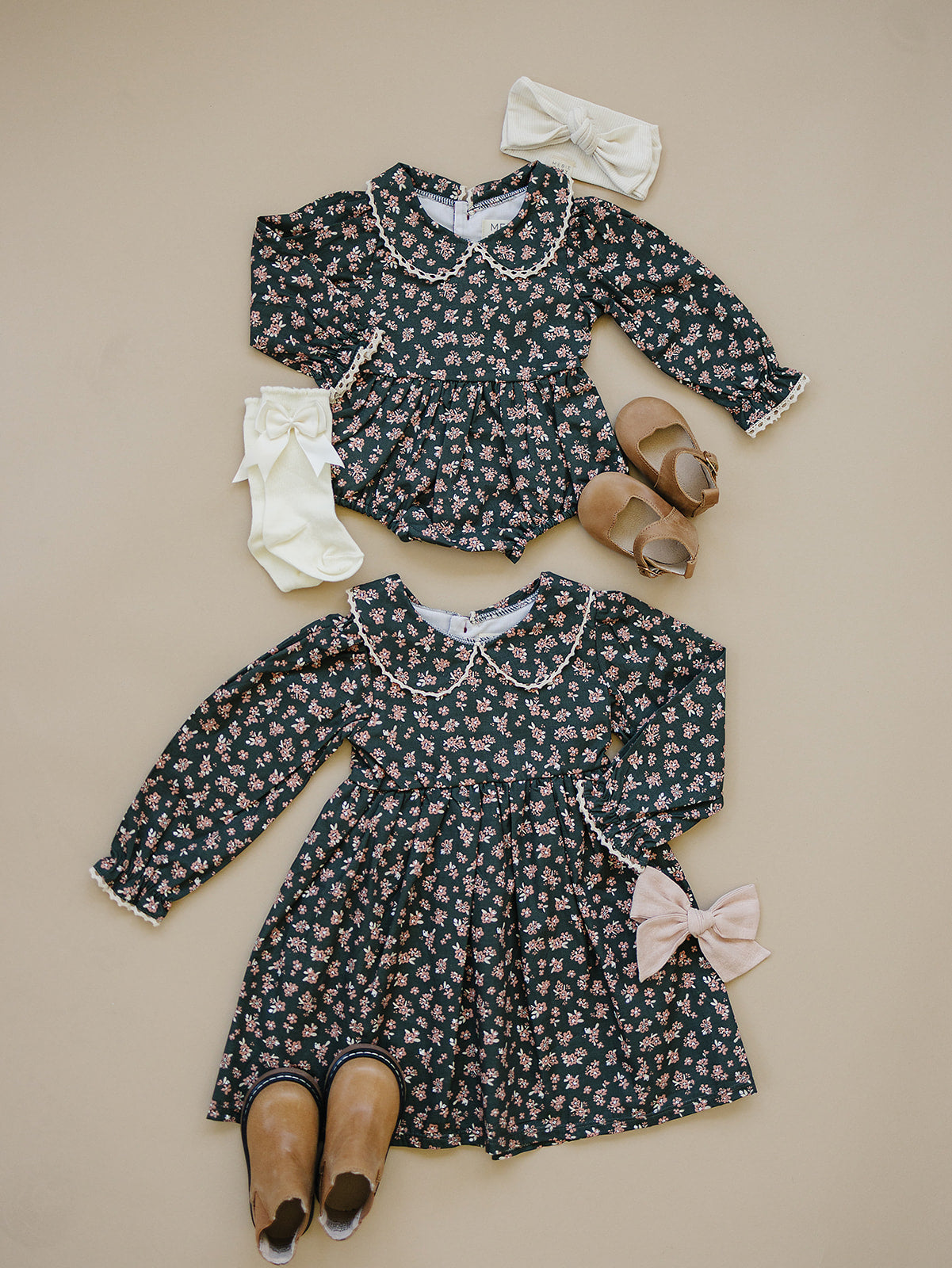 Olive Bloom Dress - 95% Cotton