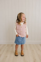 Pink Knit Button Down Vest