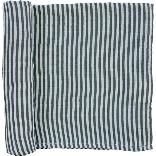 Green Stripes Muslin Swaddle Blanket