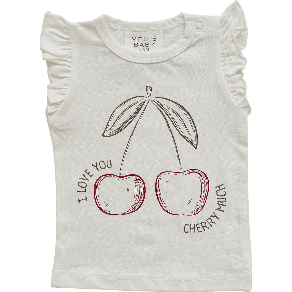 Cherry Ruffle Tee - 95% Cotton
