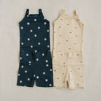 Cream Tulips Tank + Biker Short Set - 95% Cotton