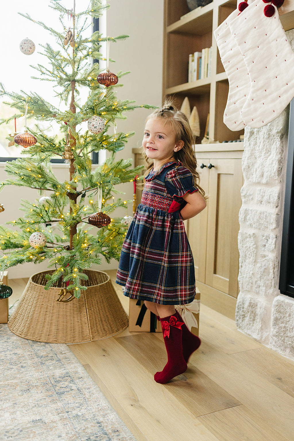 Christmas Plaid Smocked Dress - 95% Cotton