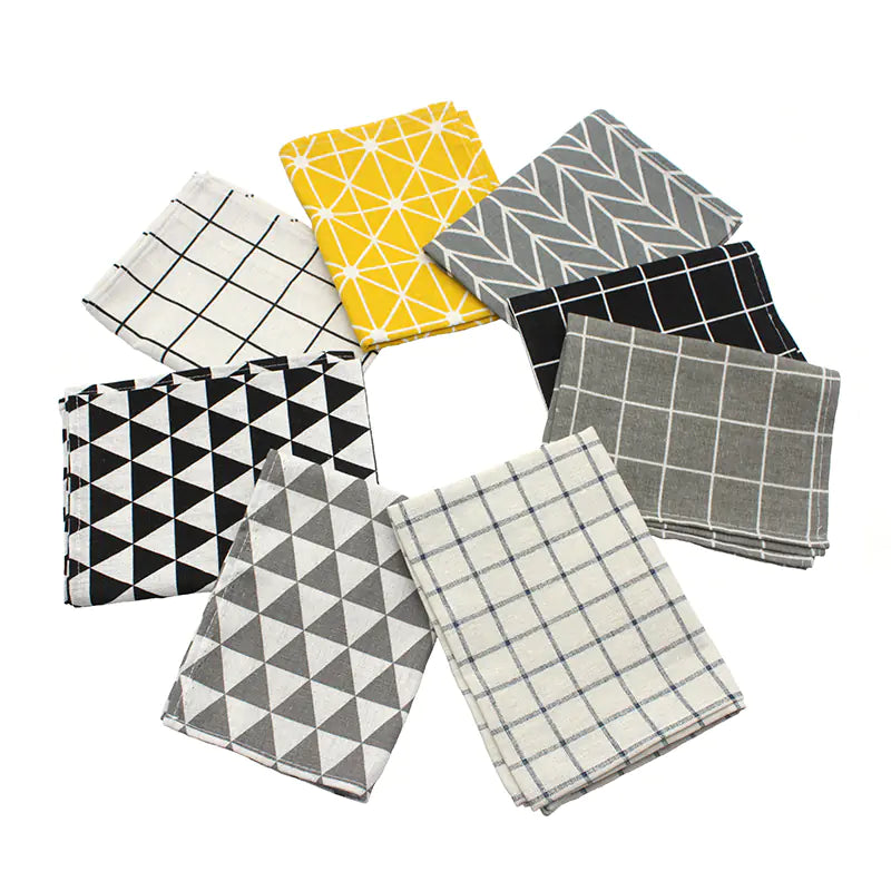 European Style Plaid Cotton-Linen Square Placemats