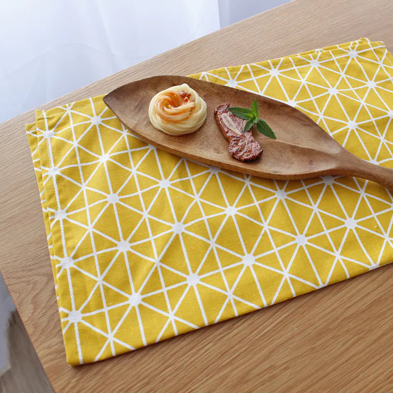 European Style Plaid Cotton-Linen Square Placemats