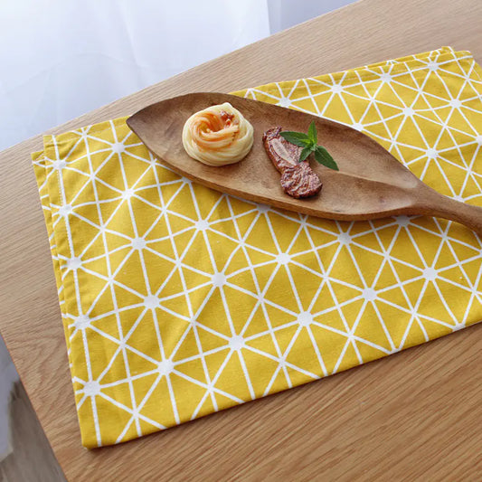 European Style Plaid Cotton-Linen Square Placemats - The Peony Haus