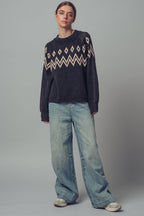 Nordic Jacquard Cotton Raglan Sweater
