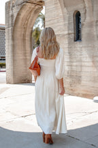 Angelica Natural Ruched Midi Dress