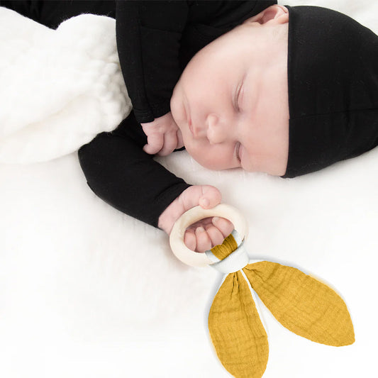 Organic Cotton Teething Ring - Honey - The Peony Haus