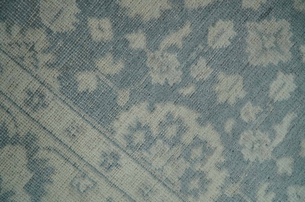 Antique Style Ivory and Charcoal Hand Knotted Traditional Oushak 2x4 wool Bedside Rug