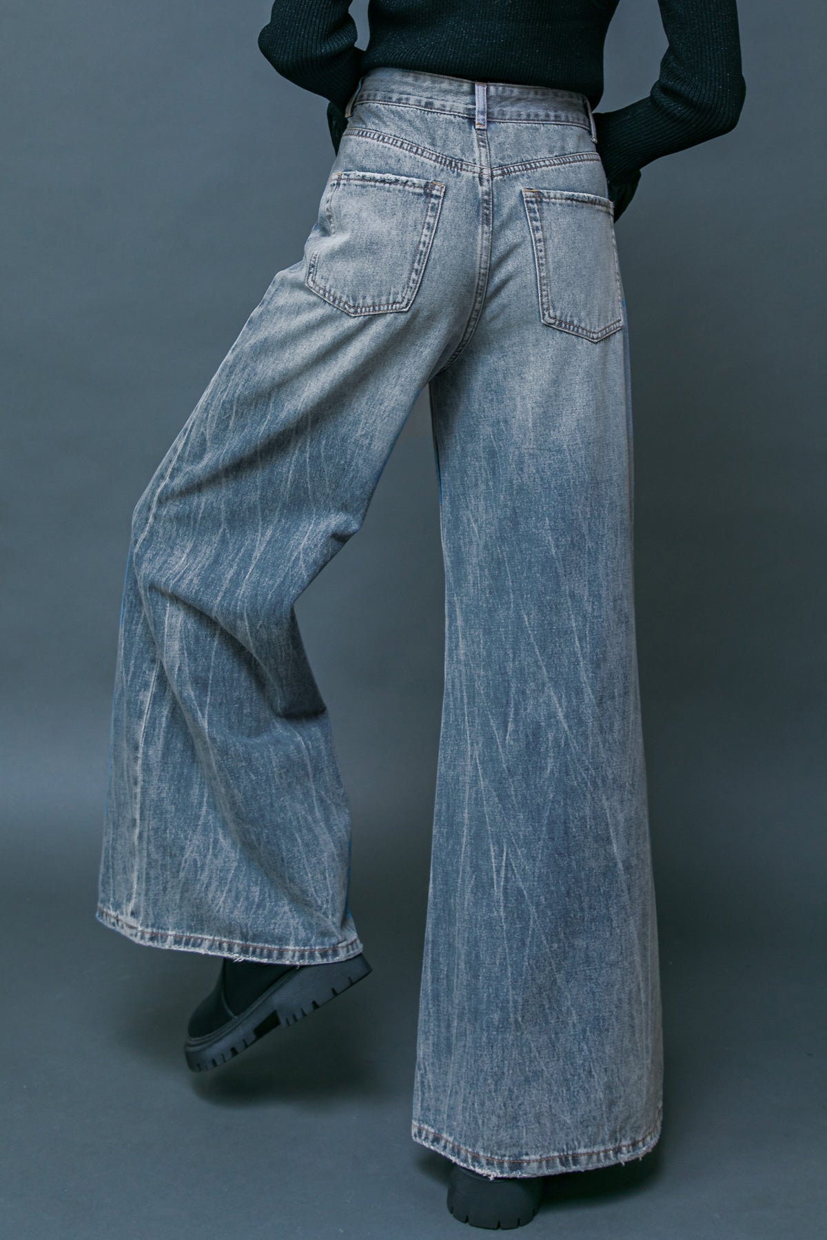 DARING TREND WASHED DENIM PANTS - 90% Cotton