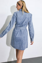 BE A LIGHT DENIM MINI DRESS - 92% Cotton