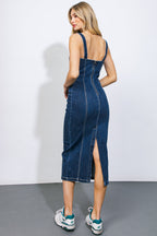 A GREATER LOVE DENIM MIDI DRESS - 98% Cotton