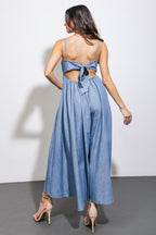 CAPTIVATING HEART DENIM MIDI DRESS - 90% Cotton