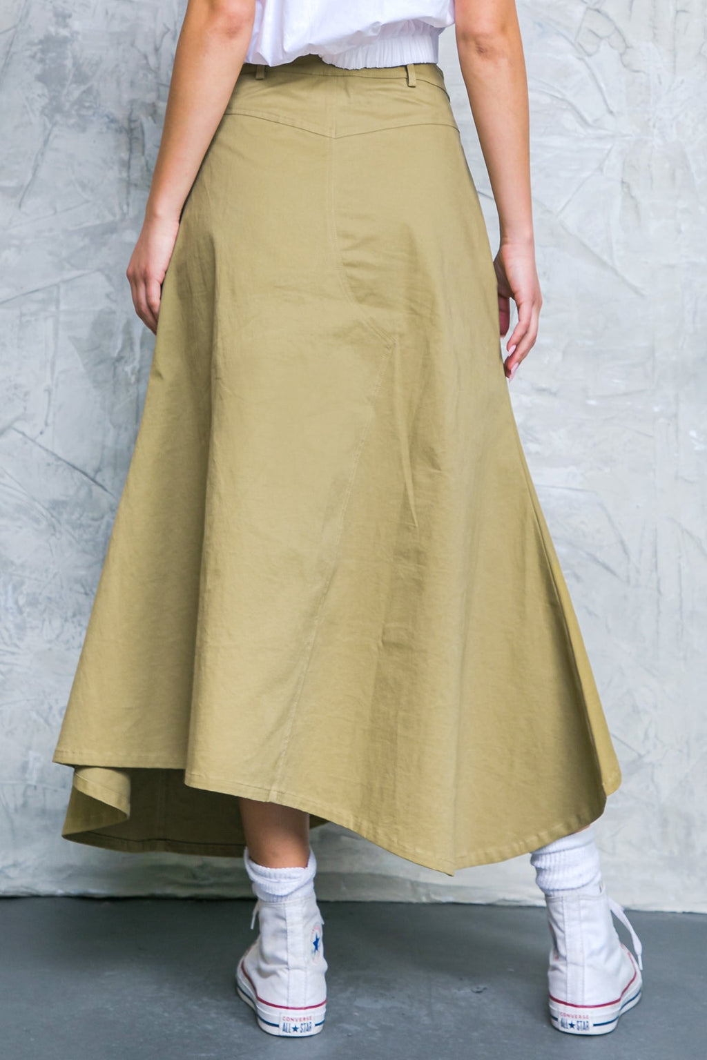 COMPLETE CRUSH TWILL MIDI SKIRT - 97% Cotton