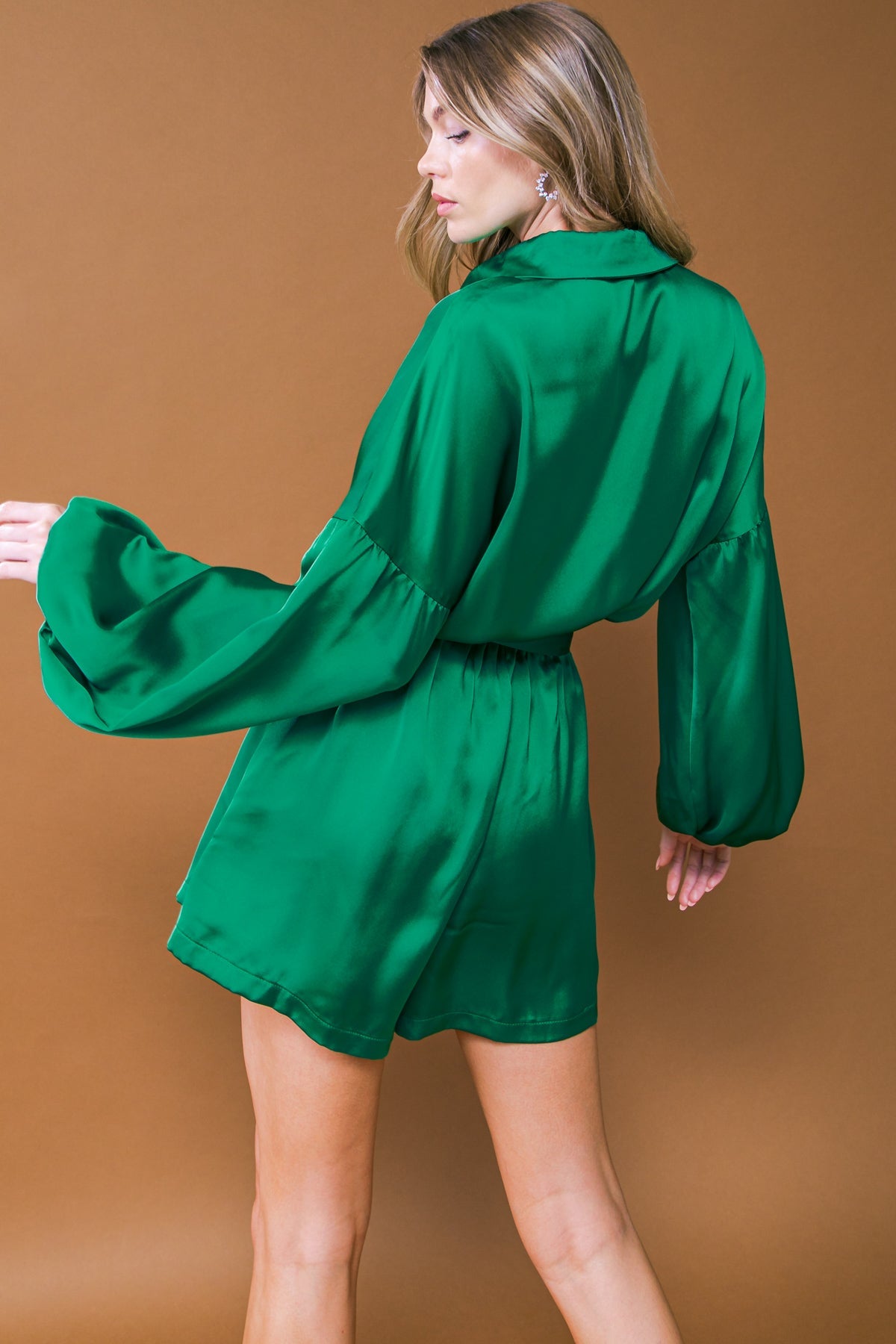 CELEBRATION TIME WOVEN SATIN ROMPER - 97% Cotton
