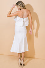 SUNSET STROLL WOVEN TWILL TOP AND SKIRT SET -  97% Cotton