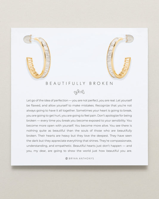 Beautifully Broken Baguette Midi Hoop Earrings