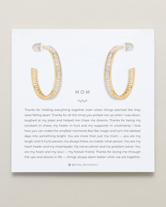 Mom Baguette Maxi Hoop Earrings