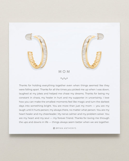 Mom Baguette Midi Hoop Earrings