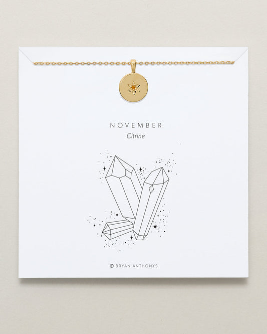 Birthstone Pendant Necklace — Citrine