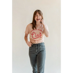 Badass Babes Club Graphic Tee in Peach with Red Text