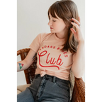 Badass Babes Club Graphic Tee in Peach with Red Text