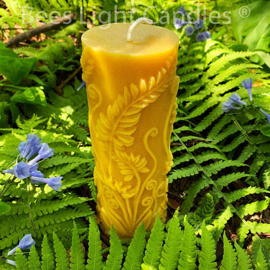 Fern Pillar Beeswax Candle