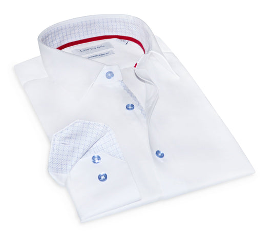Troy Button-Up Shirt With Contrast Details // White // Contemporary Fit (Regular)