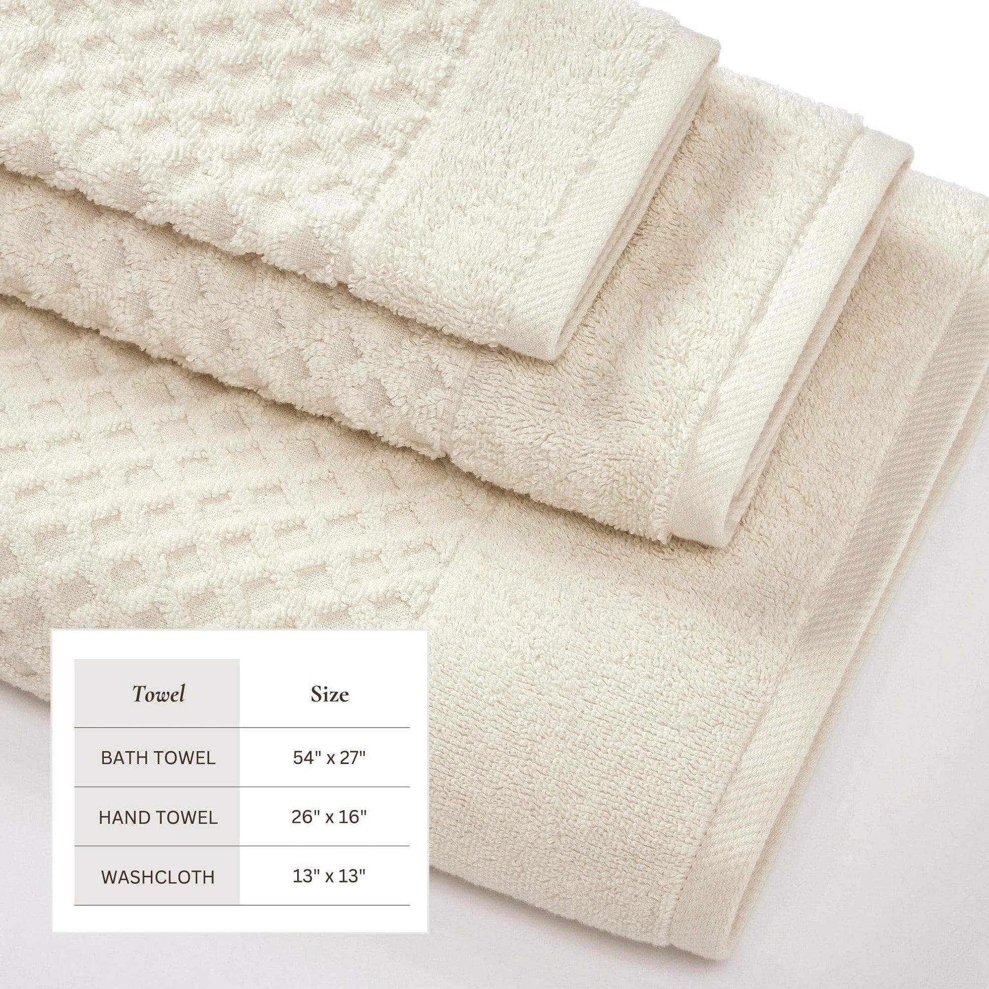 Cotton Diamond Waffle Weave Bath Towel Set - Grayson Collection