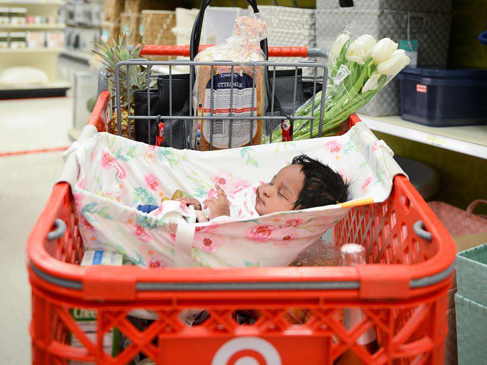 Baby Shopping Cart Hammock | Full Bloom Watercolor Floral Print - 97% cotton