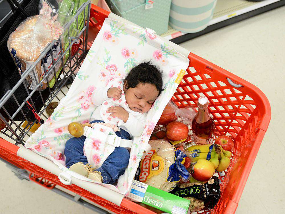 Baby Shopping Cart Hammock | Full Bloom Watercolor Floral Print - 97% cotton