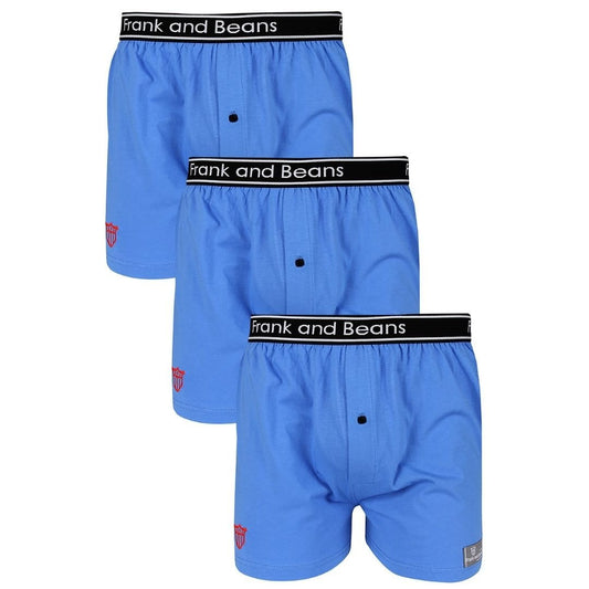 3 Mens Cotton Boxer Shorts Blue - The Peony Haus
