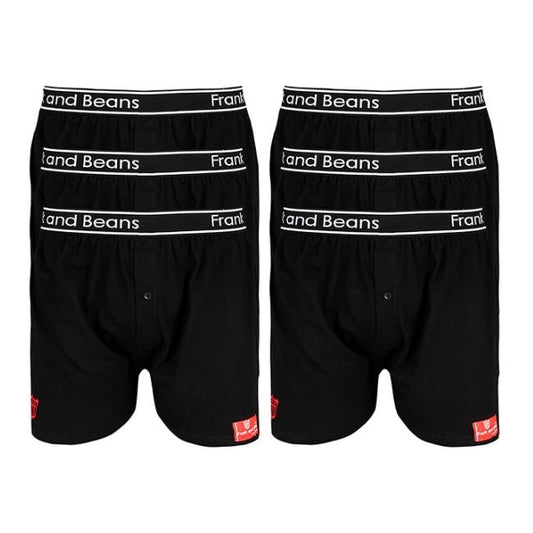 6 Mens Cotton Boxer Shorts Black - The Peony Haus