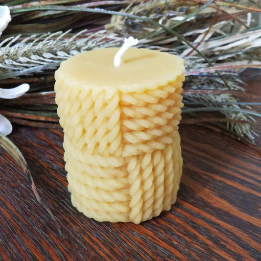 Braided Rope Beeswax Pillar Candle
