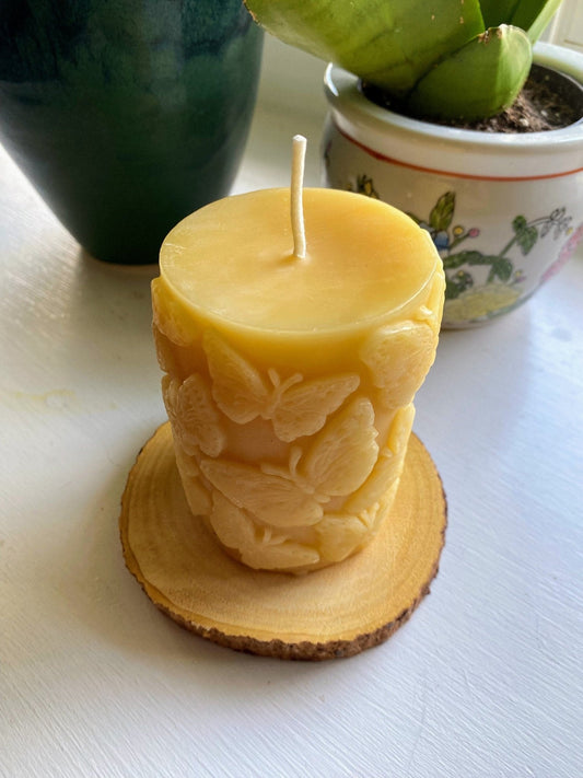 Butterflies Beeswax Pillar Candle