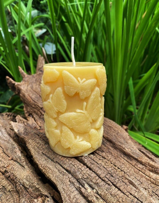 Butterflies Beeswax Pillar Candle